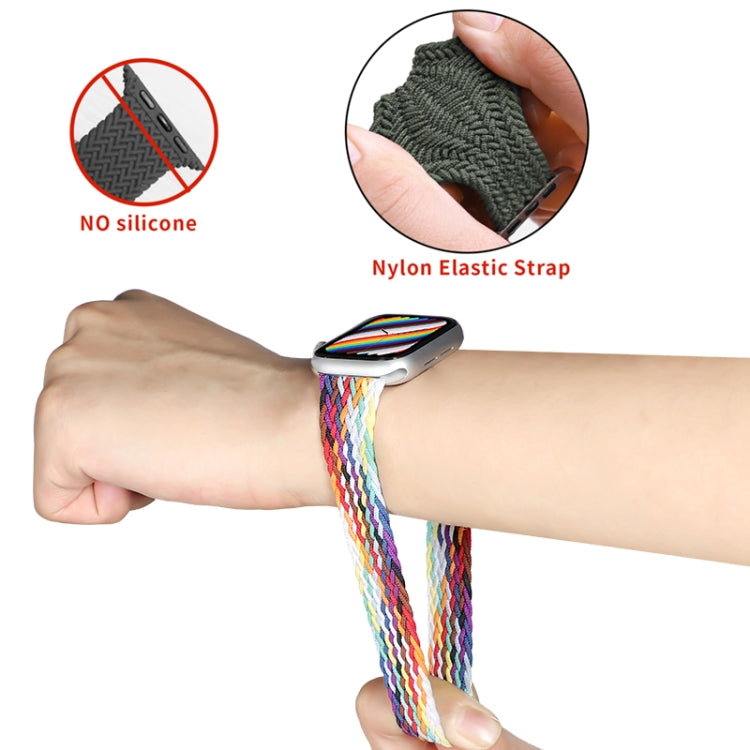 Nylon Single-turn Braided Watch Band For Apple Watch Ultra 49mm / Series 8&7 45mm / SE 2&6&SE&5&4 44mm / 3&2&1 42mm, Length:155mm(Z Black White) - Watch Bands by buy2fix | Online Shopping UK | buy2fix