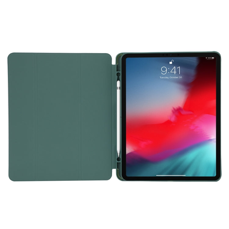 Skin Feel Pen Holder Tri-fold Tablet Leather Case For iPad Air 13 2024 / iPad Pro 12.9 2022 / 2021 / 2020 / 2018(Dark Green) - iPad Pro 12.9 (2022/2021) Cases by buy2fix | Online Shopping UK | buy2fix