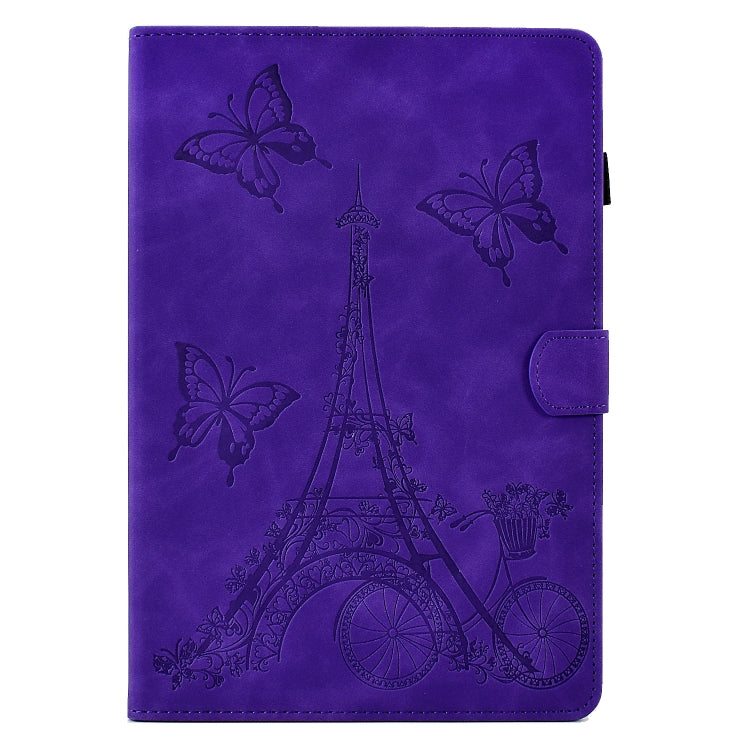 For Samsung Galaxy Tab A8 10.5 2021 X205 Tower Embossed Leather Smart Tablet Case(Purple) - Other Galaxy Tab PC by buy2fix | Online Shopping UK | buy2fix