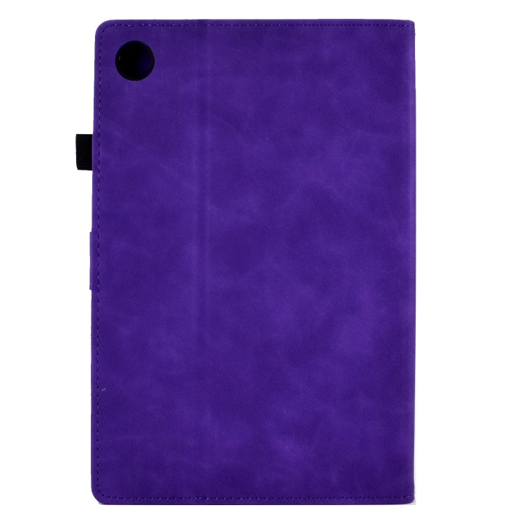 For Samsung Galaxy Tab A8 10.5 2021 X205 Tower Embossed Leather Smart Tablet Case(Purple) - Other Galaxy Tab PC by buy2fix | Online Shopping UK | buy2fix