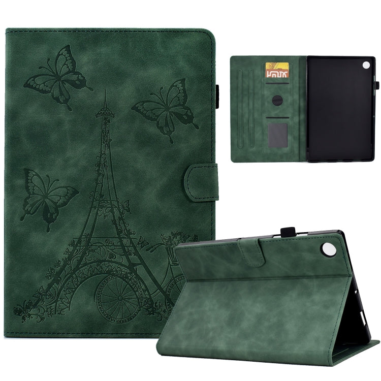 For Samsung Galaxy Tab A8 10.5 2021 X205 Tower Embossed Leather Smart Tablet Case(Green) - Other Galaxy Tab PC by buy2fix | Online Shopping UK | buy2fix