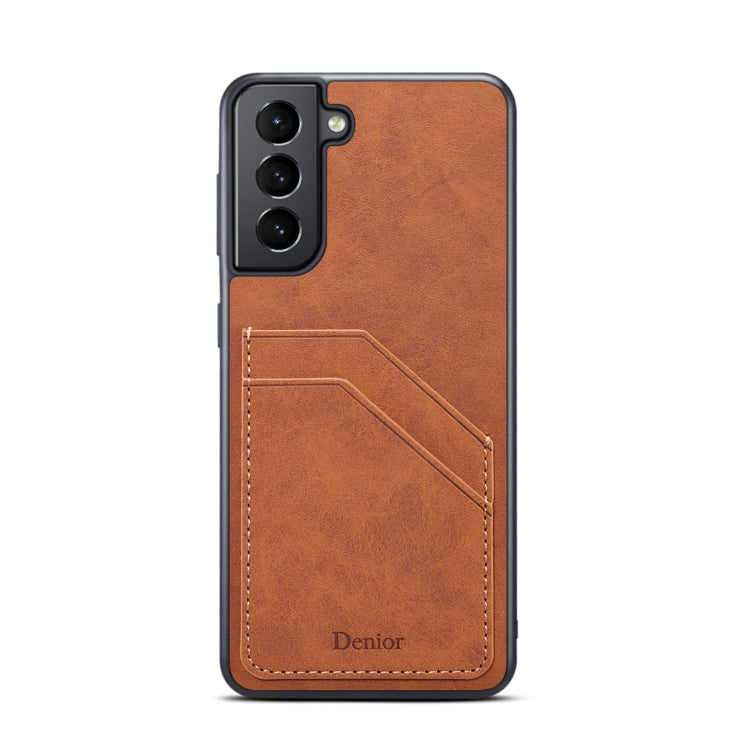 For Samsung Galaxy S23+ 5G Denior PU Dual Card Slot Phone Case(Brown) - Galaxy S23+ 5G Cases by Denior | Online Shopping UK | buy2fix