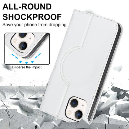 For iPhone 13 mini Rhombic MagSafe RFID Anti-Theft Wallet Leather Phone Case(White) - iPhone 13 mini Cases by buy2fix | Online Shopping UK | buy2fix