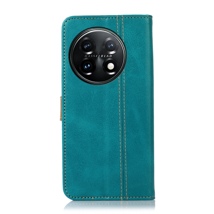 For OnePlus 11 5G Stitching Thread Calf Texture Leather Phone Case(Green) - OnePlus Cases by buy2fix | Online Shopping UK | buy2fix