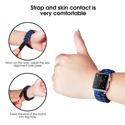 Paracord Plain Weave Hook And Loop Fastener Nylon Watch Band For Apple Watch Ultra 49mm&Watch Ultra 2 49mm / Series 9&8&7 45mm / SE 3&SE 2&6&SE&5&4 44mm / 3&2&1 42mm(Blue) - Watch Bands by buy2fix | Online Shopping UK | buy2fix