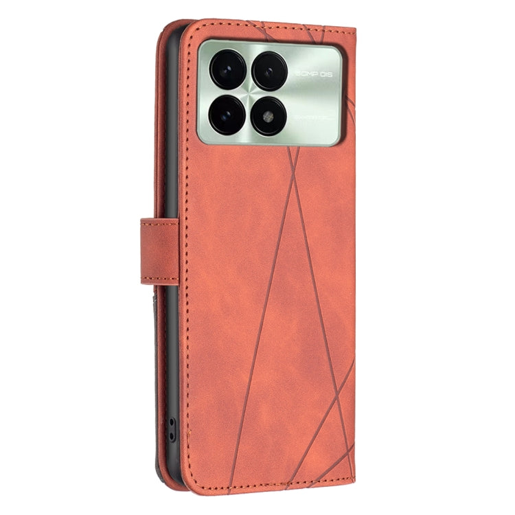 For Xiaomi Redmi K70 / K70 Pro Magnetic Buckle Rhombus Texture Leather Phone Case(Brown) - K70 Pro Cases by buy2fix | Online Shopping UK | buy2fix