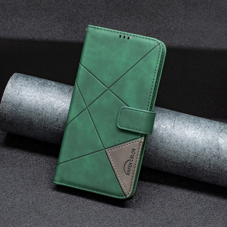 For Xiaomi Redmi Note 13 4G Global Magnetic Buckle Rhombus Texture Leather Phone Case(Green) - Note 13 Cases by buy2fix | Online Shopping UK | buy2fix