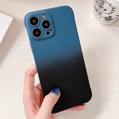 For iPhone XS / X Frameless Skin Feel Gradient Phone Case(Blue + Black) - More iPhone Cases by buy2fix | Online Shopping UK | buy2fix