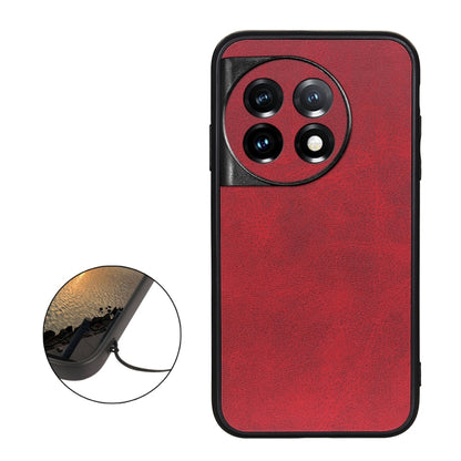 For OnePlus 11 5G Accurate Hole Two-color Calf Texture PU Phone Case(Red) - OnePlus Cases by buy2fix | Online Shopping UK | buy2fix