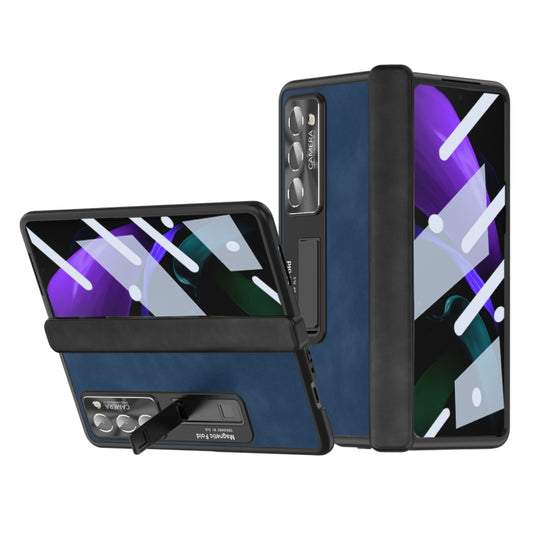 For Samsung Galaxy Z Fold2 5G Napa Texture All-inclusive Phone Case(Blue) - Galaxy Phone Cases by buy2fix | Online Shopping UK | buy2fix