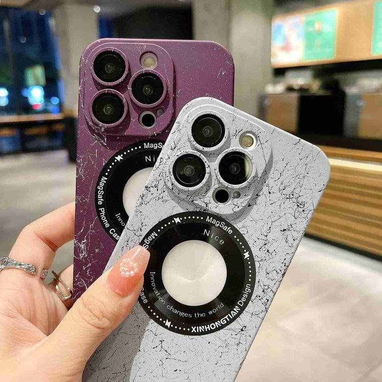 For iPhone 14 Plus Marble Pattern MagSafe PC Phone Case(Purple) - iPhone 14 Plus Cases by buy2fix | Online Shopping UK | buy2fix