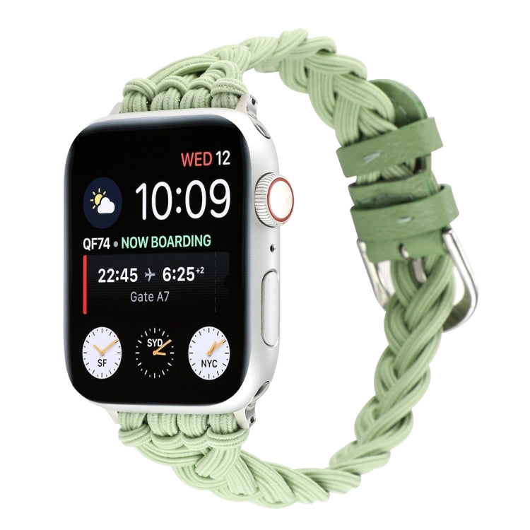 Single Elastic Nylon Braid Watch Band For Apple Watch Ultra 49mm&Watch Ultra 2 49mm / Series 9&8&7 45mm / SE 3&SE 2&6&SE&5&4 44mm / 3&2&1 42mm(Green) - Watch Bands by buy2fix | Online Shopping UK | buy2fix