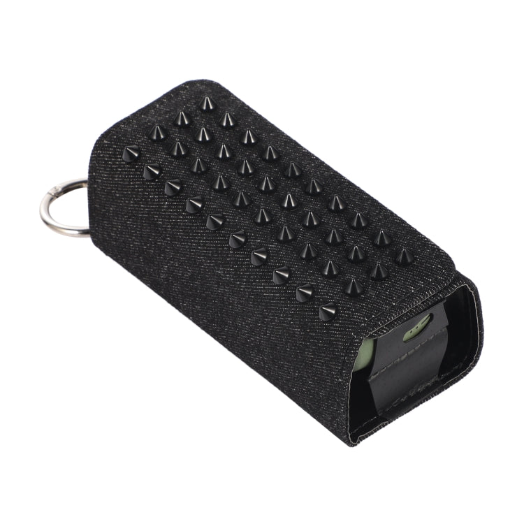 For IQOS ILUMA Pentagram Rivet Leather Texture Flip Electronic Cigarette Storage Bag with Hook(Denim Black + Black Spikes) - E Cigarette Accessories by buy2fix | Online Shopping UK | buy2fix