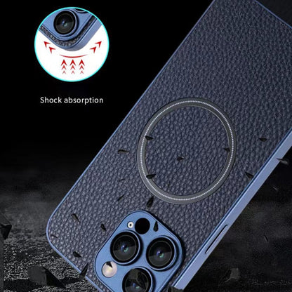 For iPhone 12 Skin Feel Litchi Texture MagSafe Magnetic Phone Case(Brown) - iPhone 12 / 12 Pro Cases by buy2fix | Online Shopping UK | buy2fix