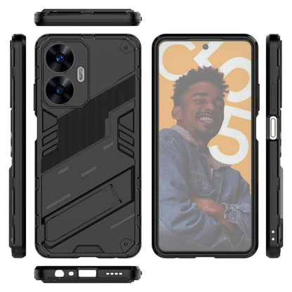 For Realme C55 Punk Armor 2 in 1 PC + TPU Shockproof Phone Case with Invisible Holder(Black) - Realme Cases by buy2fix | Online Shopping UK | buy2fix