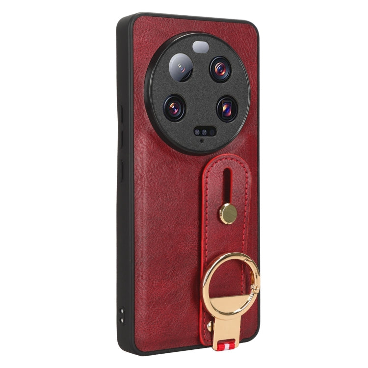 For Xiaomi 13 Ultra Wristband Leather Back Phone Case(Red) - 13 Ultra Cases by buy2fix | Online Shopping UK | buy2fix