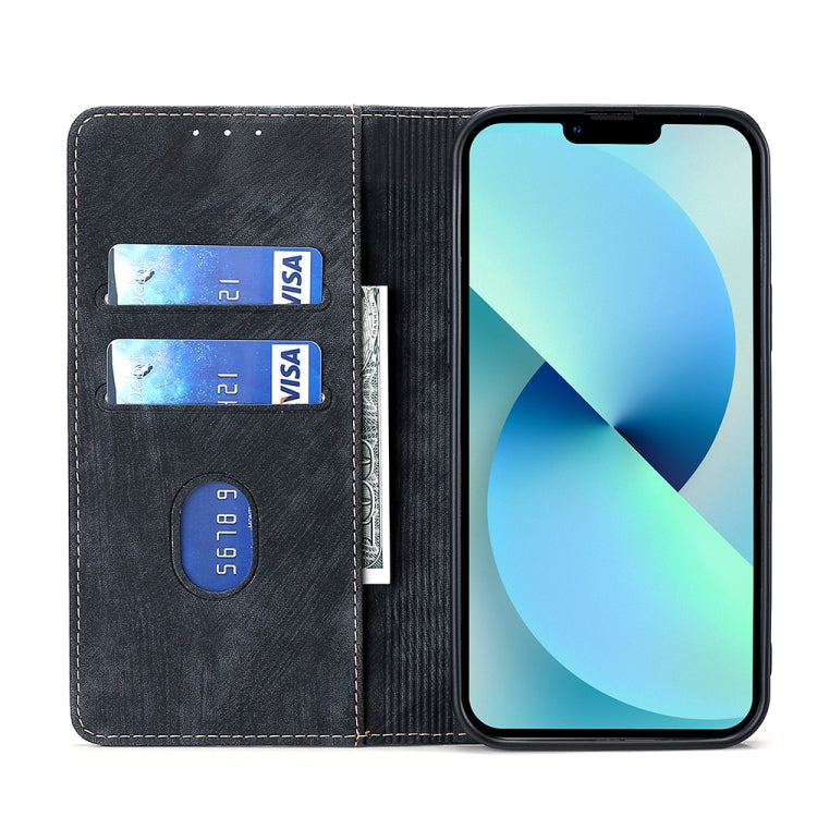 For Blackview A52 RFID Anti-theft Brush Magnetic Leather Phone Case(Black) - More Brand by buy2fix | Online Shopping UK | buy2fix