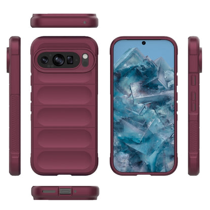 For Google Pixel 9 Pro 5G Magic Shield TPU + Flannel Phone Case(Wine Red) - Google Cases by buy2fix | Online Shopping UK | buy2fix