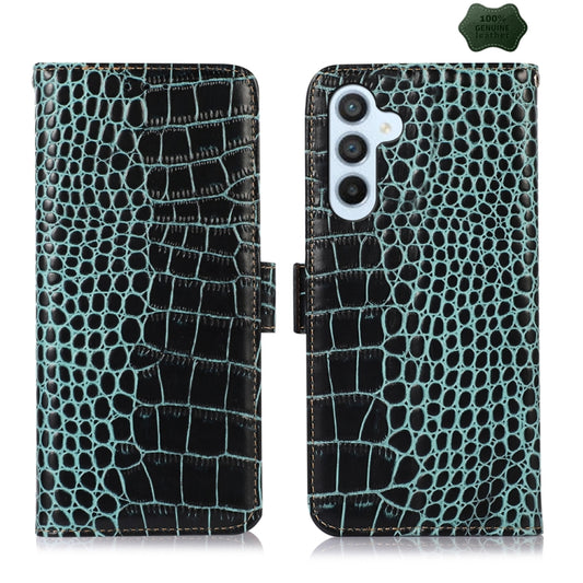 For Samsung Galaxy S24 Crocodile Top Layer Cowhide Leather Phone Case(Green) - Galaxy Phone Cases by buy2fix | Online Shopping UK | buy2fix