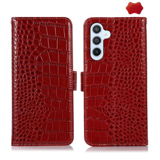 For Samsung Galaxy S24+ Crocodile Top Layer Cowhide Leather Phone Case(Red) - Galaxy Phone Cases by buy2fix | Online Shopping UK | buy2fix