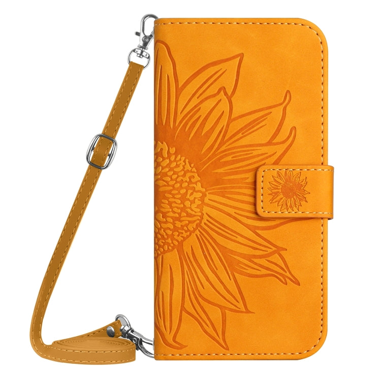 For Xiaomi Redmi 13C 4G Skin Feel Sun Flower Embossed Flip Leather Phone Case with Lanyard(Yellow) - 13C Cases by buy2fix | Online Shopping UK | buy2fix