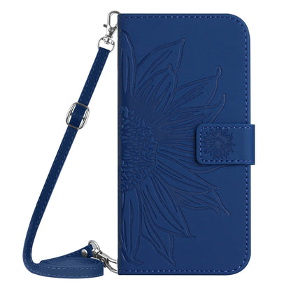 For Xiaomi Redmi Note 13 Pro 4G Global Skin Feel Sun Flower Embossed Flip Leather Phone Case with Lanyard(Dark Blue) - Note 13 Pro Cases by buy2fix | Online Shopping UK | buy2fix