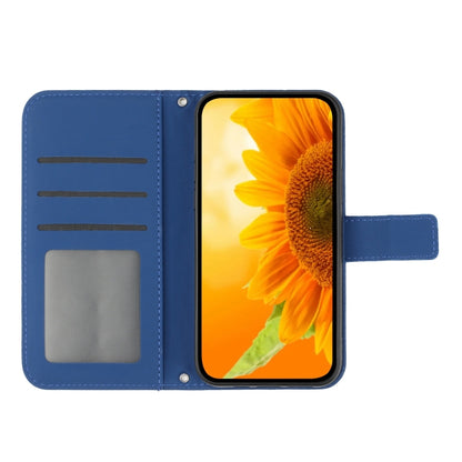 For Xiaomi Redmi Note 13 Pro 4G Global Skin Feel Sun Flower Embossed Flip Leather Phone Case with Lanyard(Dark Blue) - Note 13 Pro Cases by buy2fix | Online Shopping UK | buy2fix