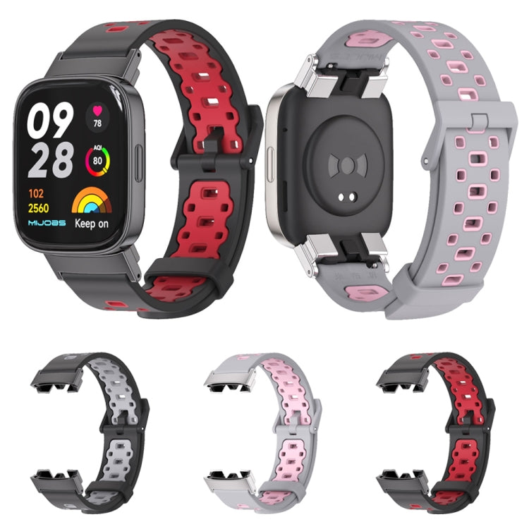 For Redmi Watch 3 Mijobs Square Hole Breathable TPU Watch Band(Black Grey) - Watch Bands by MIJOBS | Online Shopping UK | buy2fix