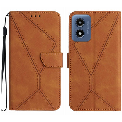 For Motorola Moto G Play 4G 2024 Stitching Embossed Leather Phone Case(Brown) - Motorola Cases by buy2fix | Online Shopping UK | buy2fix