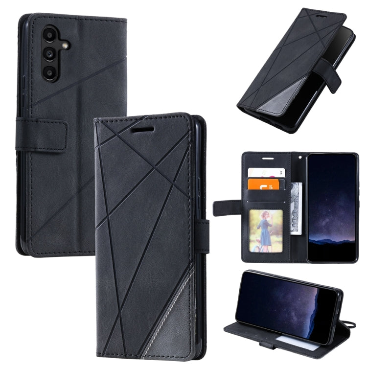 For Samsung Galaxy S24+ 5G Skin Feel Splicing Leather Phone Case(Black) - Galaxy S24+ 5G Cases by buy2fix | Online Shopping UK | buy2fix