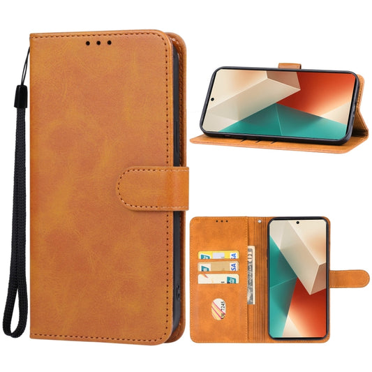 For Xiaomi Redmi Note 13 4G Leather Phone Case(Brown) - Note 13 Cases by buy2fix | Online Shopping UK | buy2fix