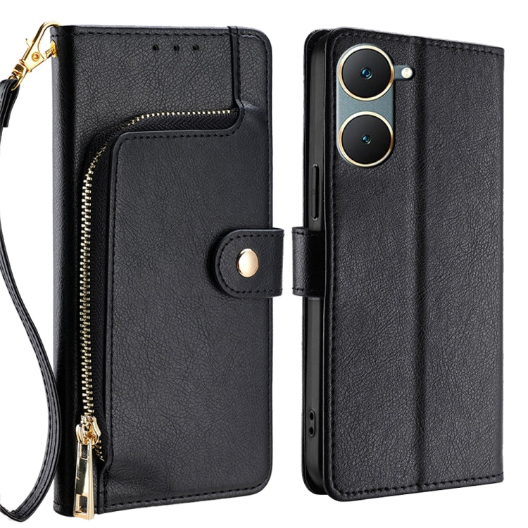 For vivo Y03 4G Zipper Bag Leather Phone Case(Black) - vivo Cases by buy2fix | Online Shopping UK | buy2fix
