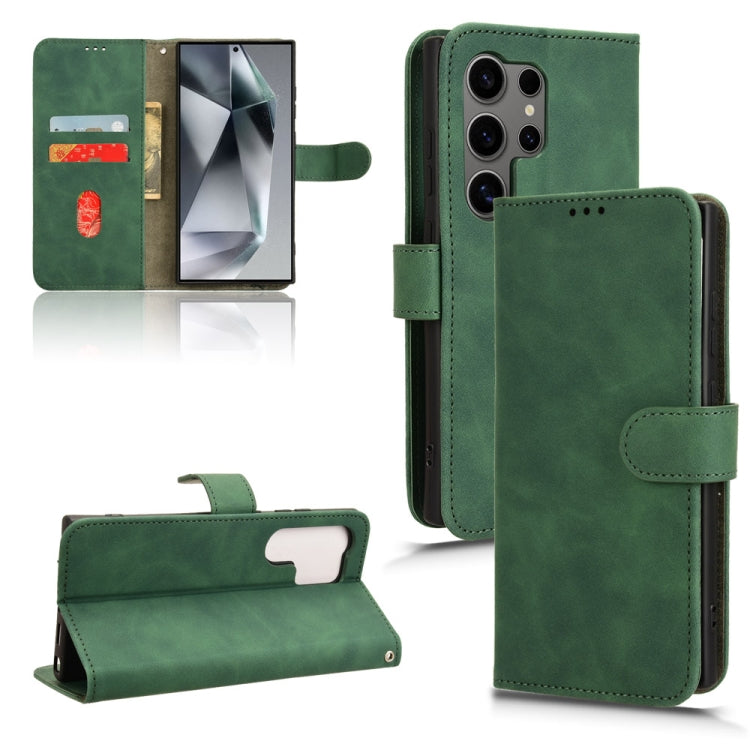 For Samsung Galaxy S24 Ultra 5G Skin Feel Magnetic Flip Leather Phone Case(Green) - Galaxy S24 Ultra 5G Cases by buy2fix | Online Shopping UK | buy2fix