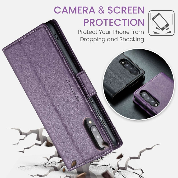 For Samsung Galaxy A70/A70s CaseMe 023 Butterfly Buckle Litchi Texture RFID Anti-theft Leather Phone Case(Pearly Purple) - Galaxy Phone Cases by CaseMe | Online Shopping UK | buy2fix