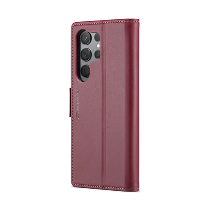 For Samsung Galaxy S24 Ultra CaseMe 023 Butterfly Buckle Litchi Texture RFID Anti-theft Leather Phone Case(Wine Red) - Galaxy S24 Ultra 5G Cases by CaseMe | Online Shopping UK | buy2fix