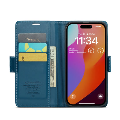 For iPhone 15 Pro CaseMe 023 Butterfly Buckle Litchi Texture RFID Anti-theft Leather Phone Case(Blue) - iPhone 15 Pro Cases by CaseMe | Online Shopping UK | buy2fix