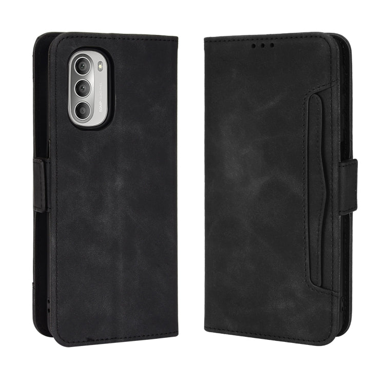 For Motorola Moto G52J 5G Skin Feel Calf Texture Card Slots Leather Phone Case(Black) - Motorola Cases by buy2fix | Online Shopping UK | buy2fix