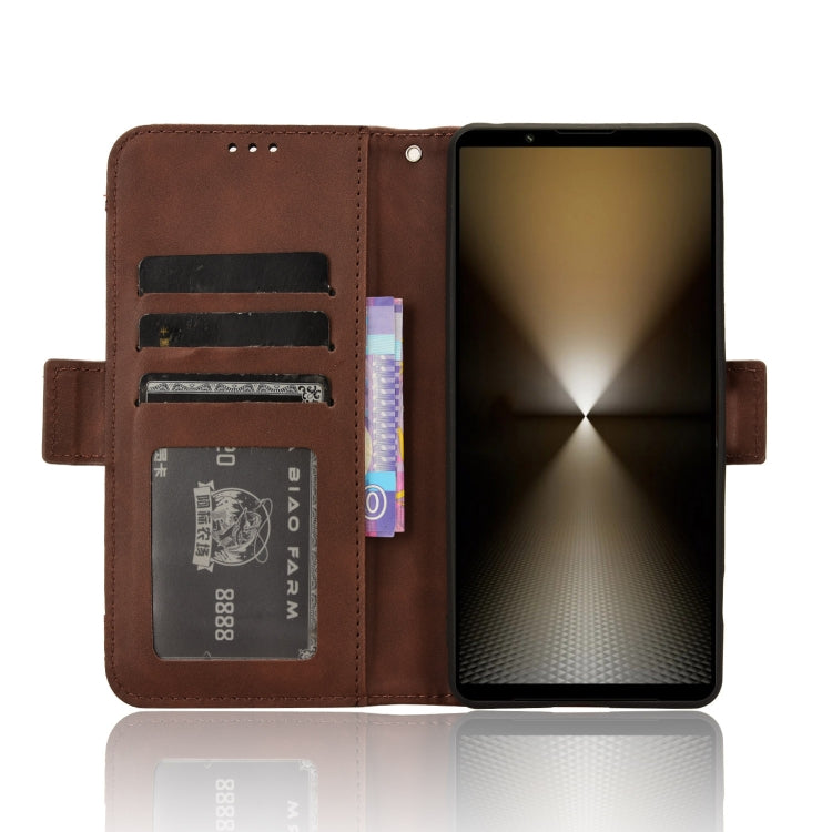For Sony Xperia 1 VI 2024 Skin Feel Calf Texture Card Slots Leather Phone Case(Brown) - Sony Cases by buy2fix | Online Shopping UK | buy2fix