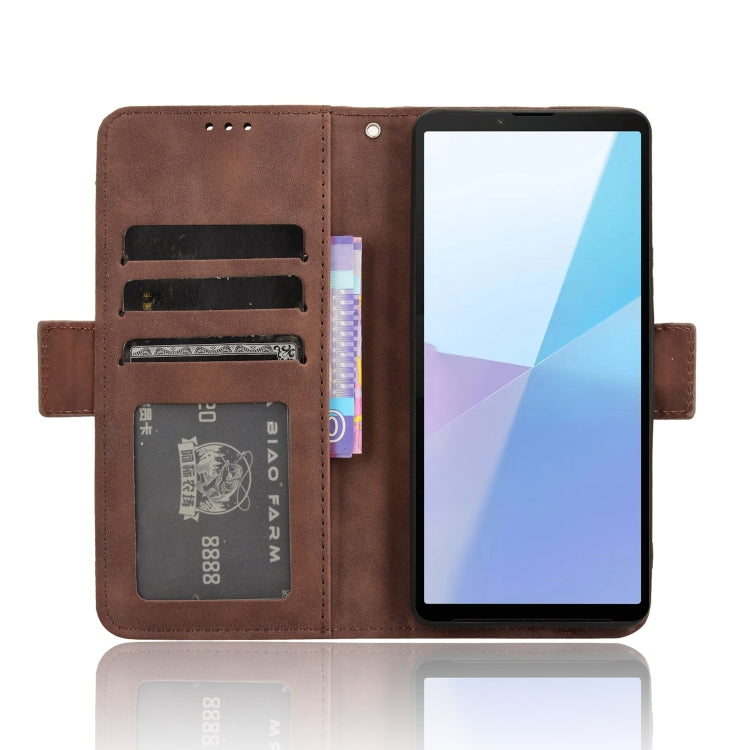 For Sony Xperia 10 VI 2024 Skin Feel Calf Texture Card Slots Leather Phone Case(Brown) - Sony Cases by buy2fix | Online Shopping UK | buy2fix