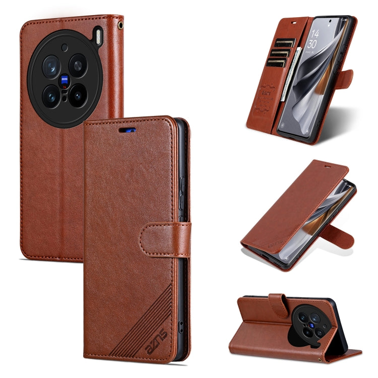 For vivo X200 Pro AZNS Sheepskin Texture Flip Leather Phone Case(Brown) - X200 Pro Cases by AZNS | Online Shopping UK | buy2fix