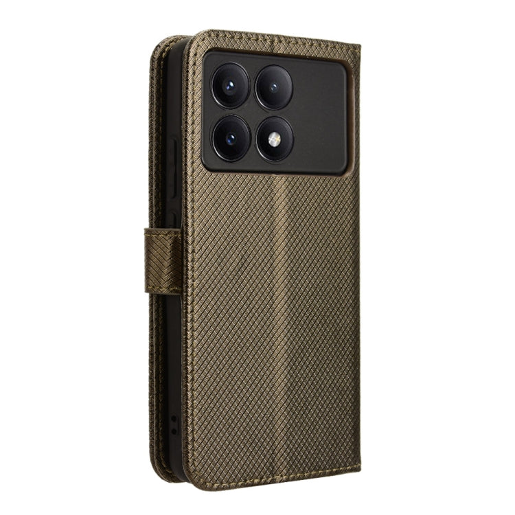 For Xiaomi Redmi K70 / K70 Pro Diamond Texture Leather Phone Case(Brown) - K70 Pro Cases by buy2fix | Online Shopping UK | buy2fix