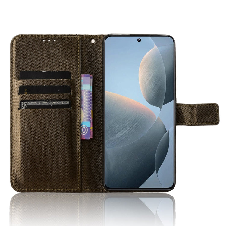 For Xiaomi Redmi K70 / K70 Pro Diamond Texture Leather Phone Case(Brown) - K70 Pro Cases by buy2fix | Online Shopping UK | buy2fix