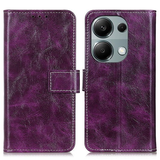 For Xiaomi Redmi Note 13 4G Retro Crazy Horse Texture Leather Phone Case(Purple) - Note 13 Cases by buy2fix | Online Shopping UK | buy2fix