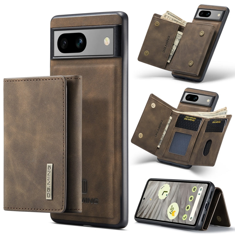 For Google Pixel 7A DG.MING M1 Series 3-Fold Multi Card Wallet + Magnetic Phone Case(Coffee) - Google Cases by DG.MING | Online Shopping UK | buy2fix