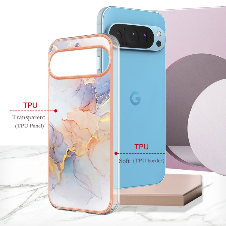 For Google Pixel 9 / 9 Pro Electroplating IMD TPU Phone Case(White Marble) - Google Cases by buy2fix | Online Shopping UK | buy2fix