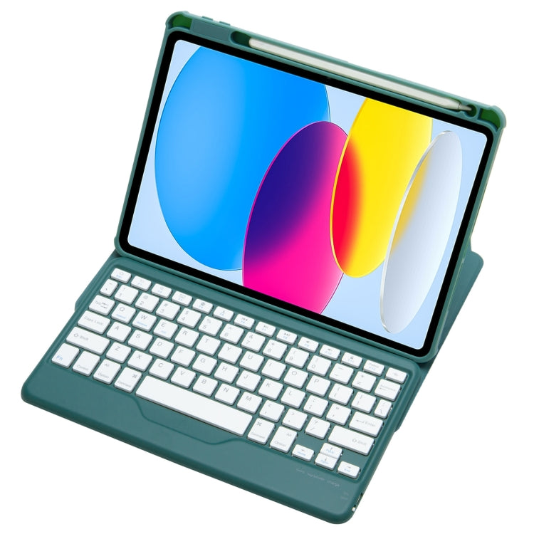 For iPad 10th Gen 10.9 2022 F10B 360 Rotation Acrylic Transparent Bluetooth Keyboard Leather Case(Green) - Universal by buy2fix | Online Shopping UK | buy2fix