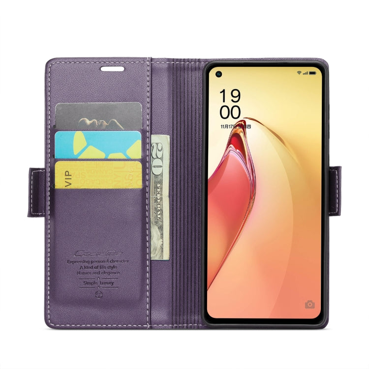 For OPPO Reno8 Pro 5G Global CaseMe 023 Butterfly Buckle Litchi Texture RFID Anti-theft Leather Phone Case(Pearly Purple) - OPPO Cases by CaseMe | Online Shopping UK | buy2fix