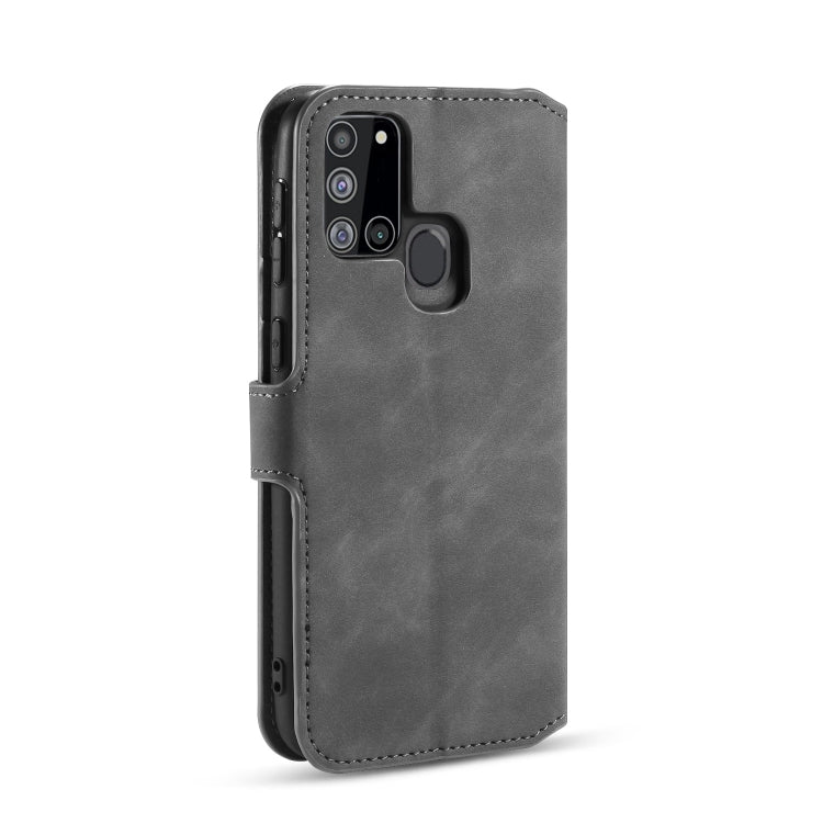 For Samsung Galaxy A21s DG.MING Retro Oil Side Horizontal Flip Case with Holder & Card Slots & Wallet(Gray) - Galaxy Phone Cases by DG.MING | Online Shopping UK | buy2fix