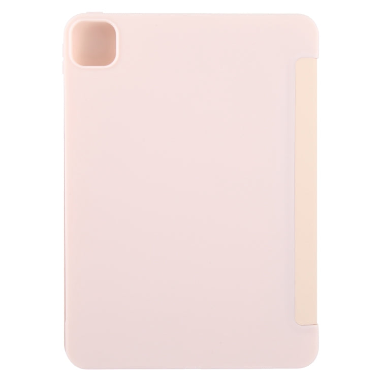 For iPad Pro 11 2024 GEBEI 3-folding Holder Shockproof Flip Leather Tablet Case(Pink) - iPad Pro 11 2024 Cases by GEBEI | Online Shopping UK | buy2fix