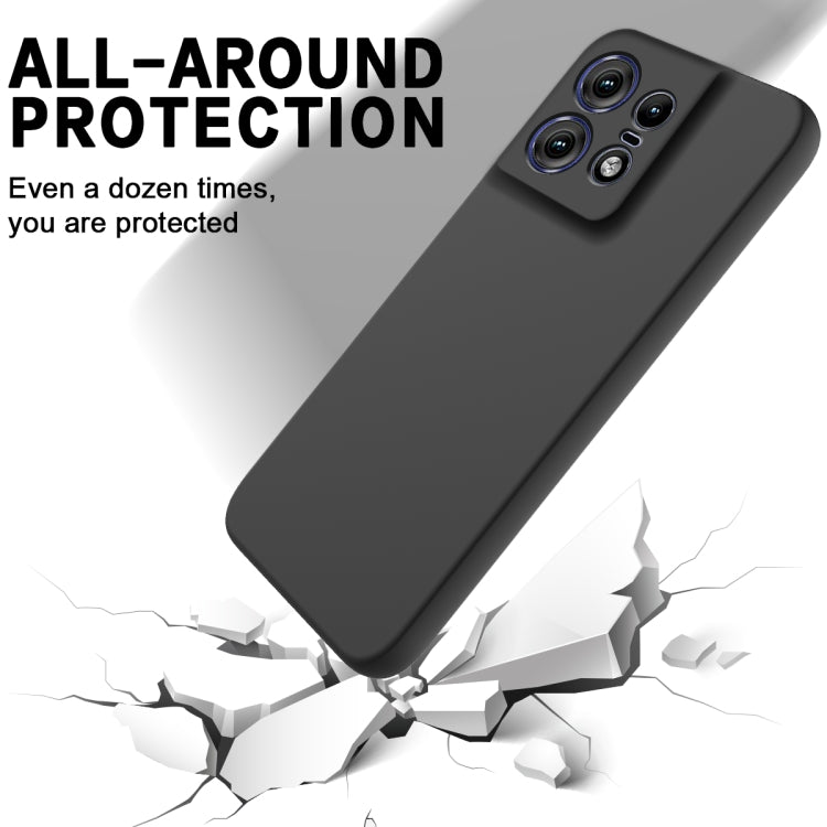 For Motorola Edge 50 Pro Pure Color Liquid Silicone Shockproof Phone Case(Black) - Motorola Cases by buy2fix | Online Shopping UK | buy2fix